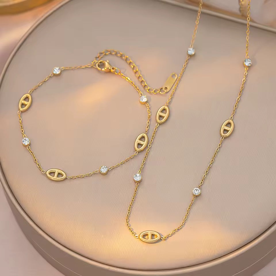 Set Elisa| Collier + Bracelet + boucle d’oreilles